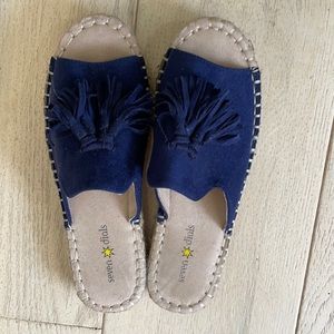 Seven dials navy slip on espadrilles tassels size 6.5